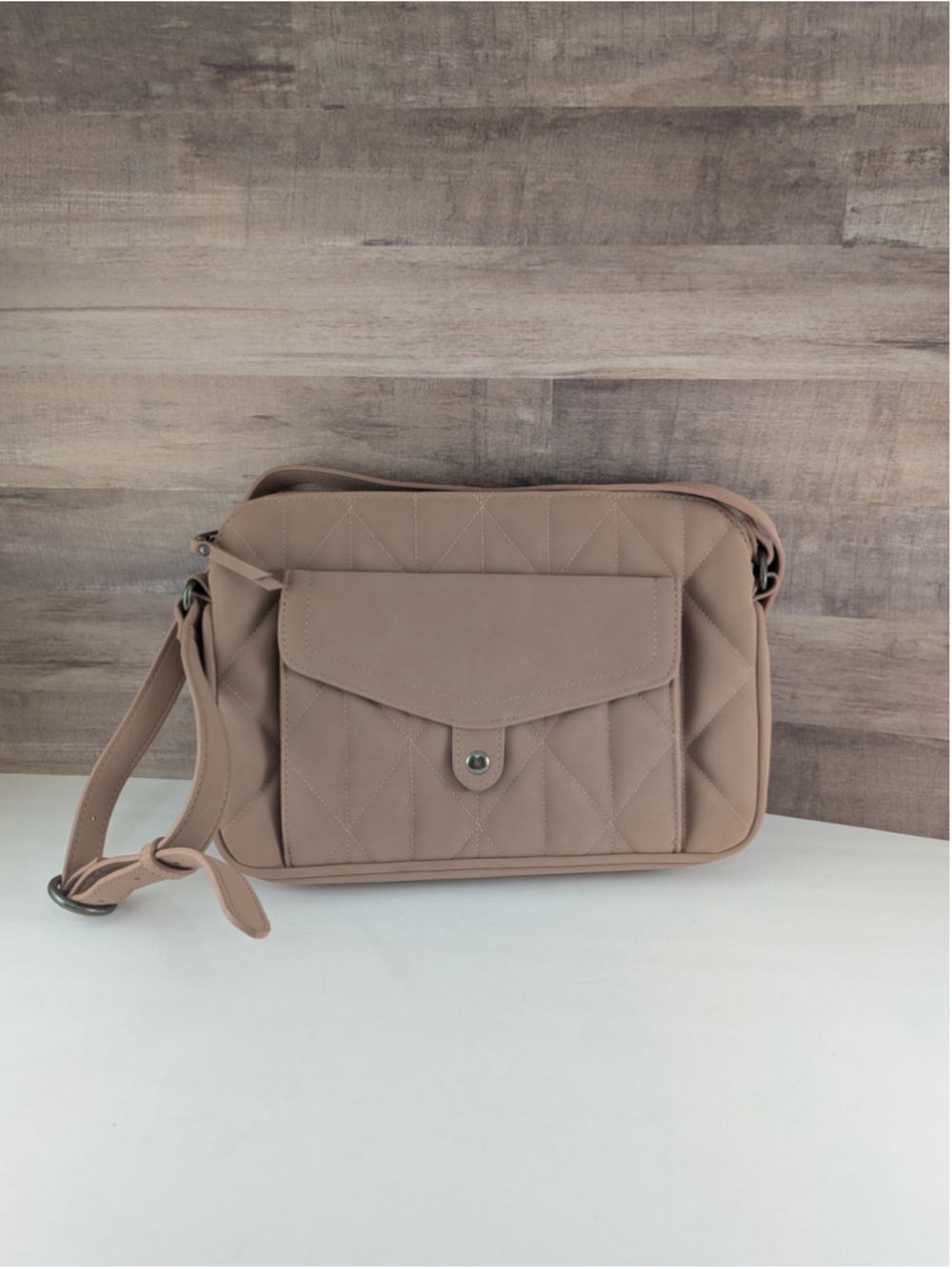 Women's Maurices Crossbody Bag Dusty Pink Quilted Faux Leather